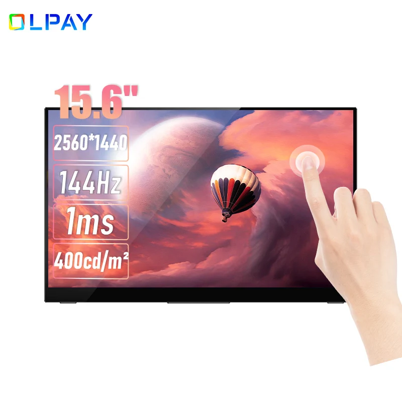 

Портативный монитор 144 Гц, 2K, 15,6 дюйма, сенсорный экран IPS, игровой дисплей Freesync, совместимый с HDMI, USB C для MAC, ПК, ноутбука, телефона, PS 4, 5, XBOX