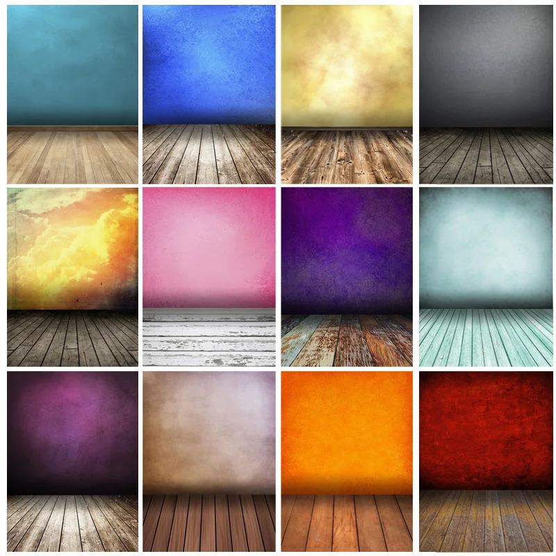 

Vinyl Custom Vintage Gradient Photography Backdrops Props Brick Wall Wooden Floor Baby Portrait Photo Backgrounds 210125MB-29
