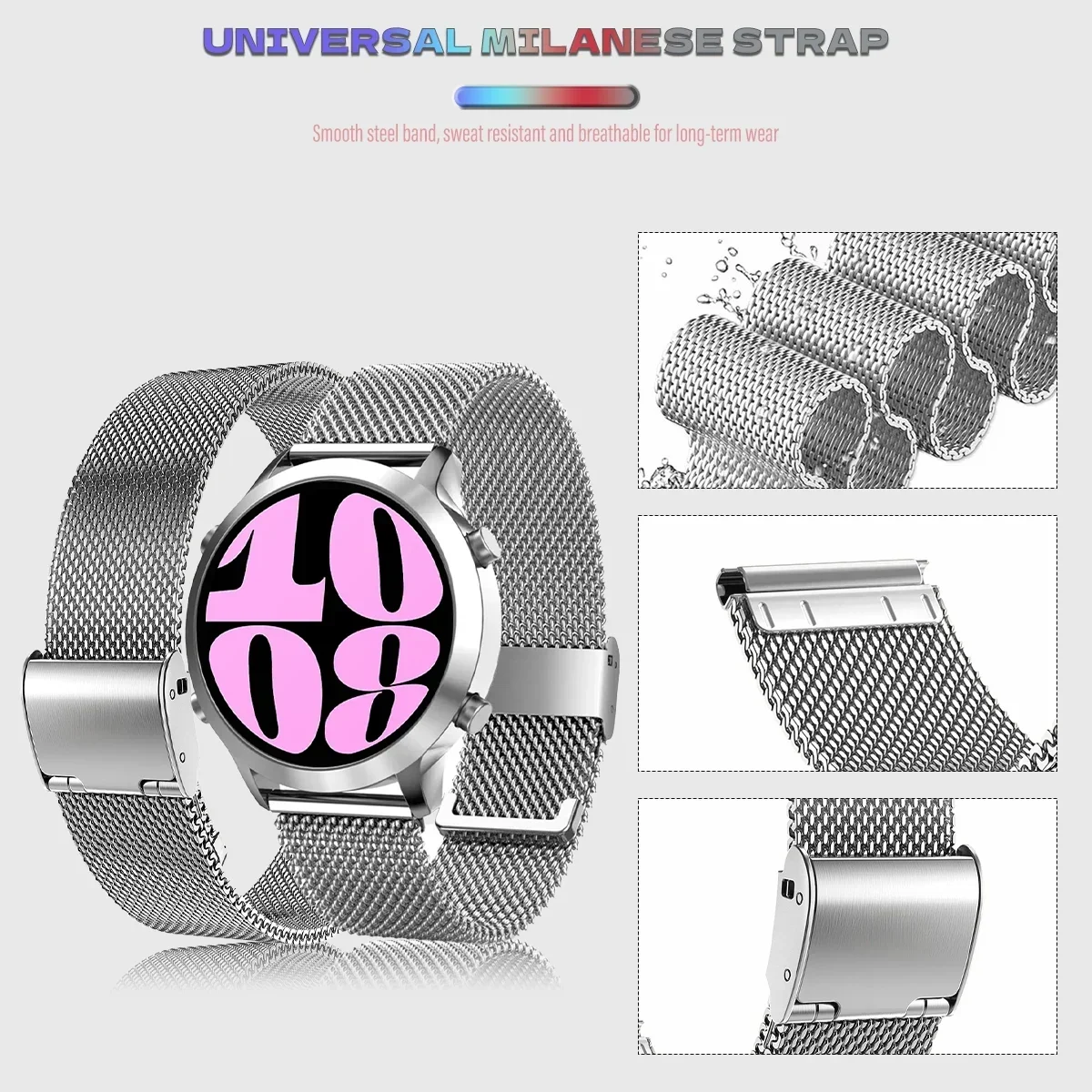 Ремешок из нержавеющей стали для Samsung Galaxy Watch 6 5 4 40 мм 44 Active 2 браслет Huawei GT4 Ultimate 22 18