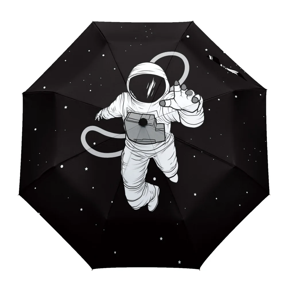 

Starry Sky Astronaut Rain Foldable Umbrella for Women Males Eight Strands Sunny Umbrella Fully-automatic Umbrella