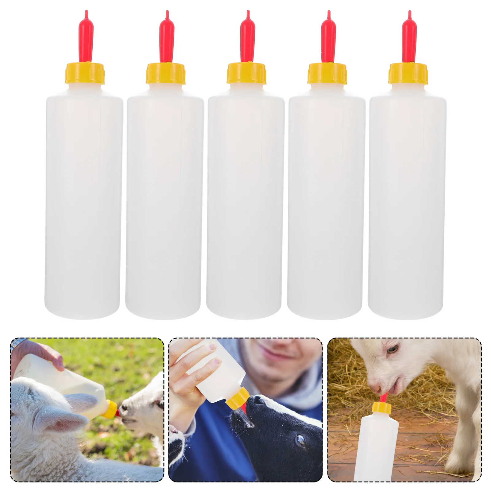 

5 комплектов, бутылочка для кормления ягненка, бутылочки для овечьего молока, пластиковый контейнер для животных, для молодого скота