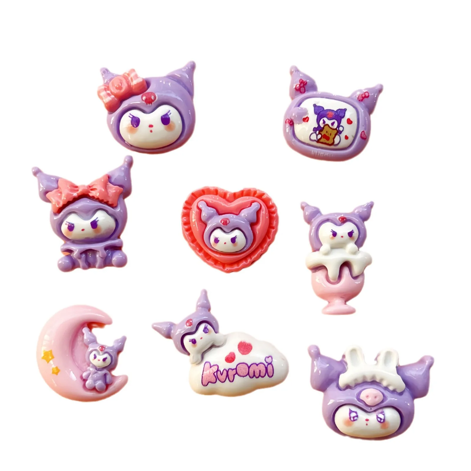 5 шт. милые Мультяшные полимерные принадлежности sanrio kuromi с плоской задней