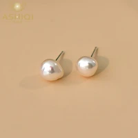 ashiqi natural baroque freshwater pearl 925 sterling silver stud earrings ear clip for women jewelry gifts