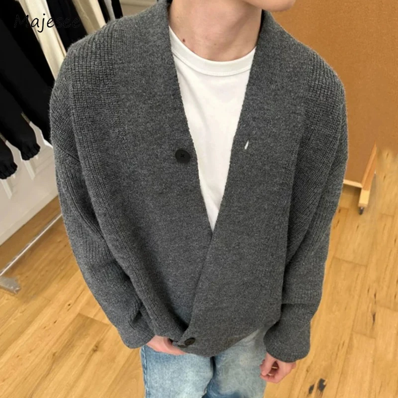 Простые кардиганы женские винтажные повседневные теплые трикотажные изделия с