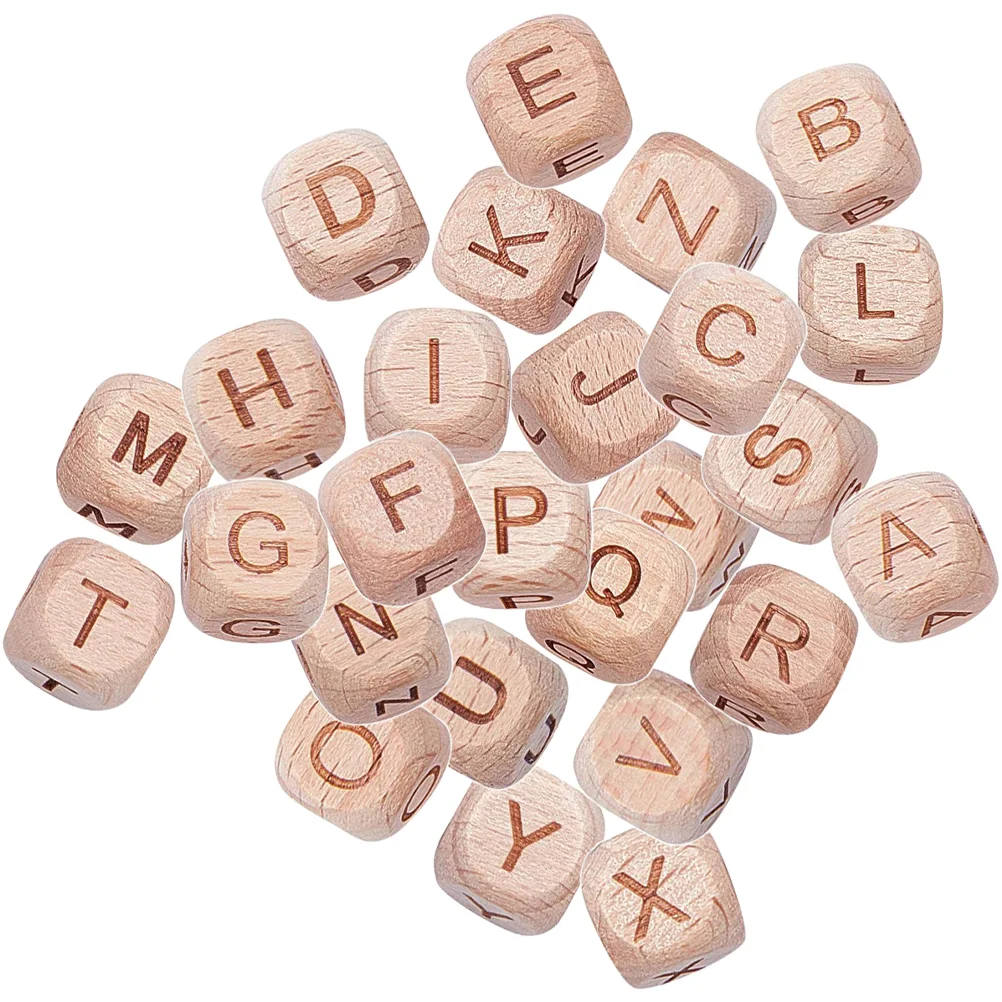 

Beads Letter Wooden Wood Alphabet Cube Bead Making Loose Craft Diy Natural Square Initial Spacer Jewelry Maze Bracelet Keychain
