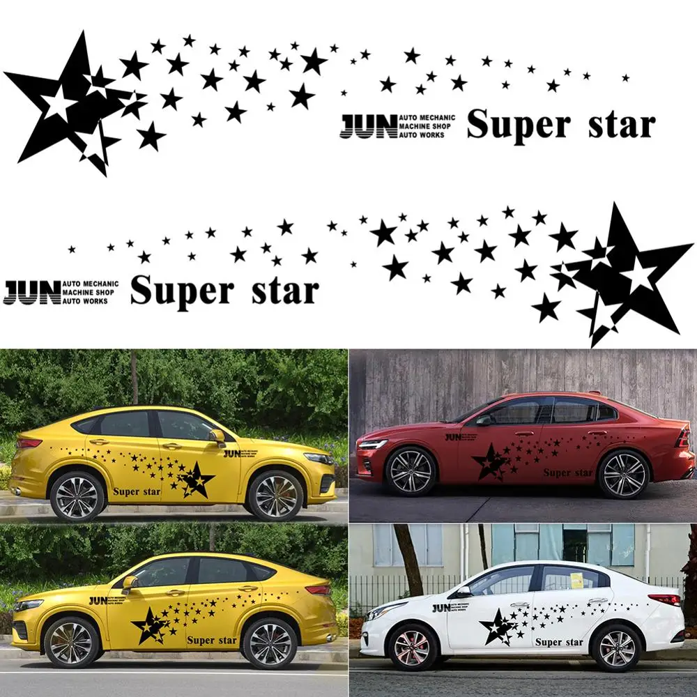 Новые универсальные автомобильные наклейки с суперзвездами, Звездные узоры, Стайлинг, автомобильные спортивные виниловые наклейки для куз...