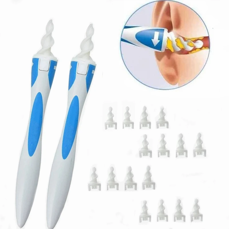 Инструменты для чистки ушного воска с мягким силиконовым 16 сменными насадками