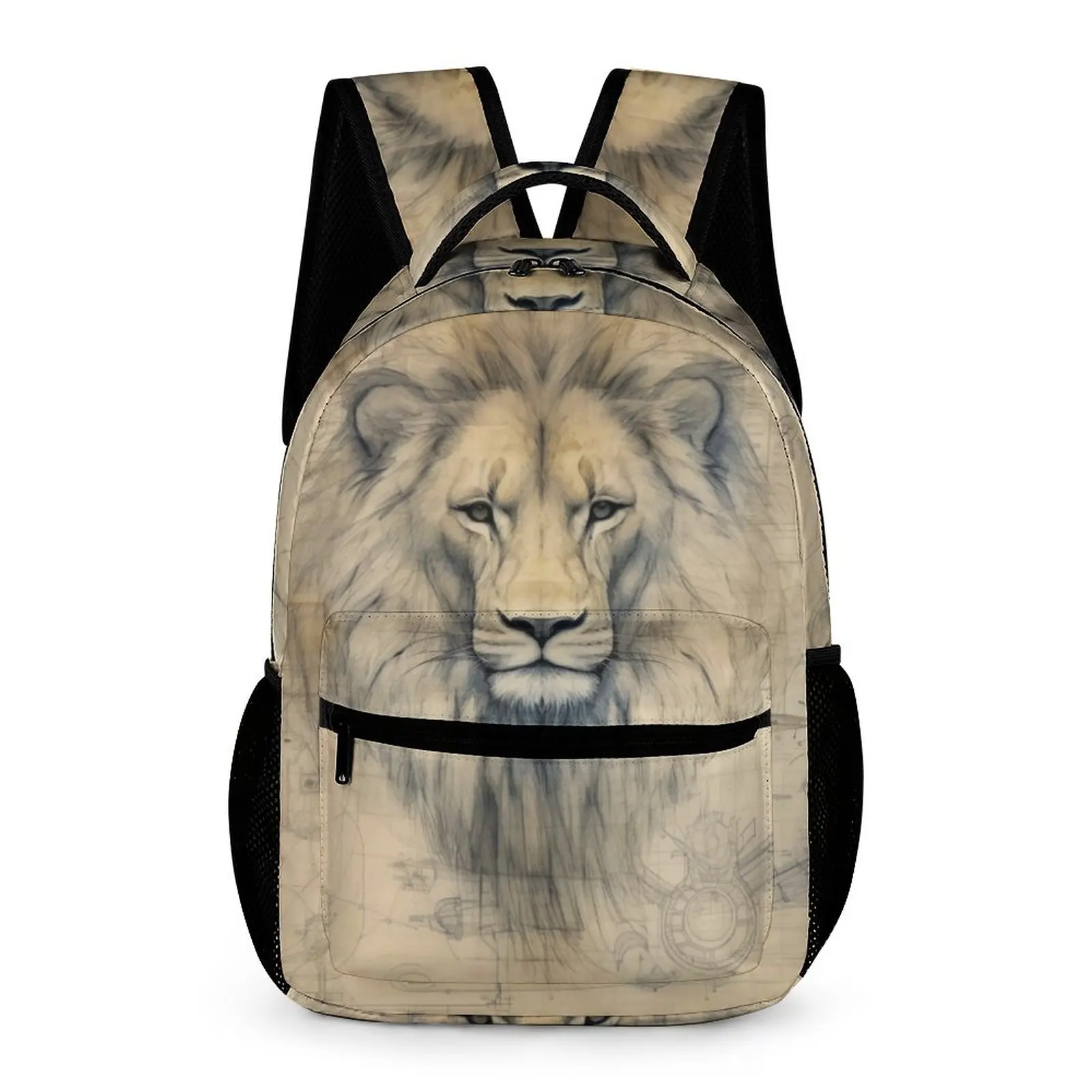 

Lion Backpack Pencil Drawing Workout Backpacks Boy Colorful Breathable High School Bags Novelty Rucksack