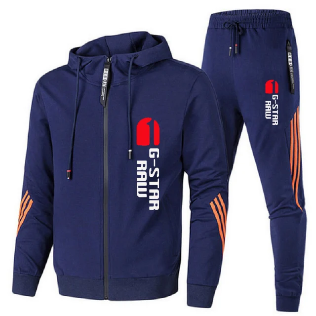 2023 Men's Spring and Autumn Hoodie Sportswear Set 2PK Sportswear Casual Zipper Jacket+Pants Running Sportswear Set