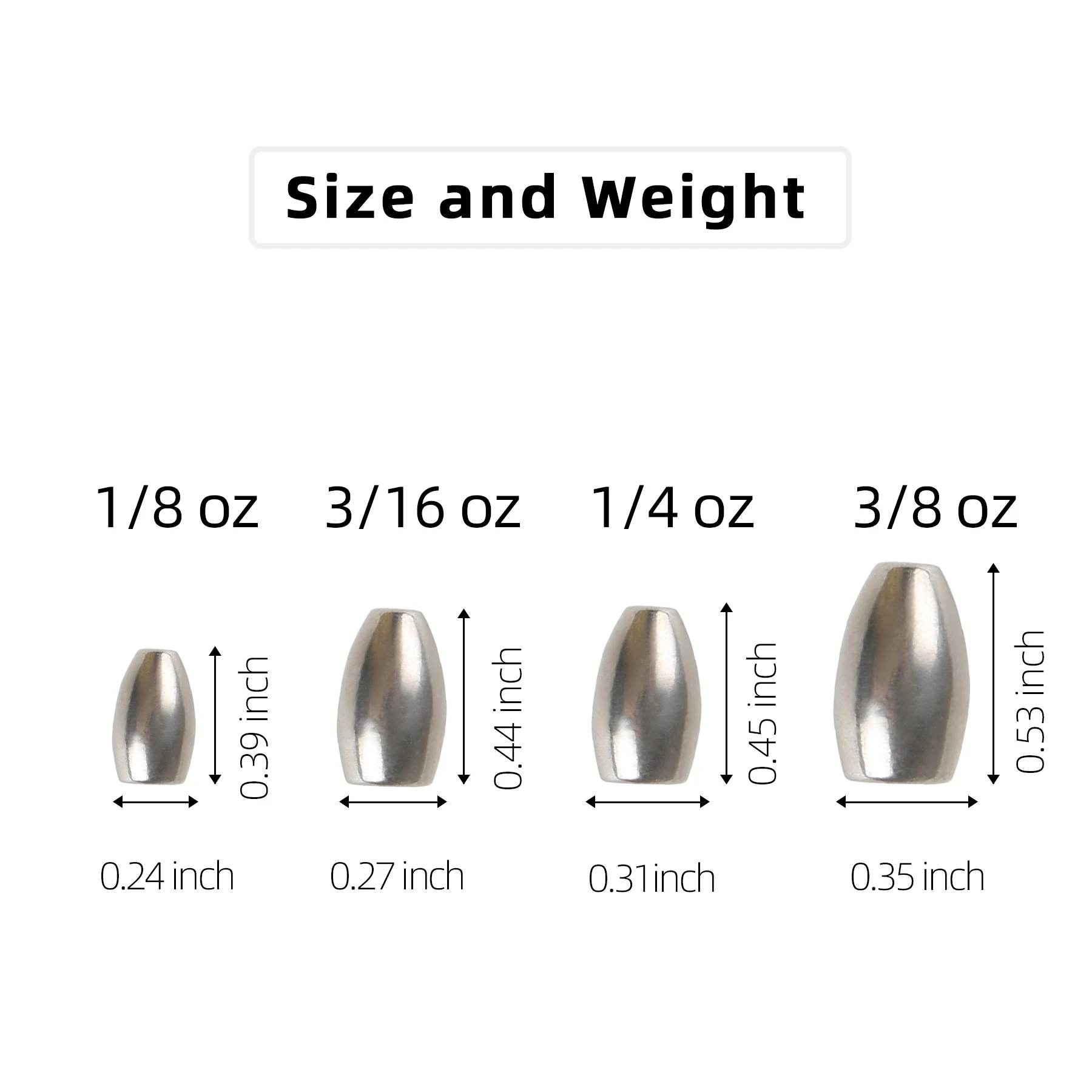 GYE 5/10 Pcs Tungsten Bullet Worm Weights Fishing Tackle Accessory for Texas Carolina Ned Neko Wracky Rig Bass Trout |