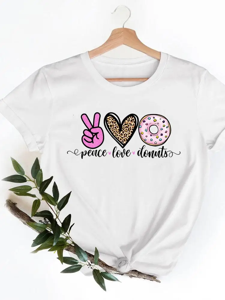 

Tee Clothing Summer Women Fashion Female Short Sleeve Ladies Sweet Love Heart Leopard T-shirts Graphic Casual T Shirt Clothes