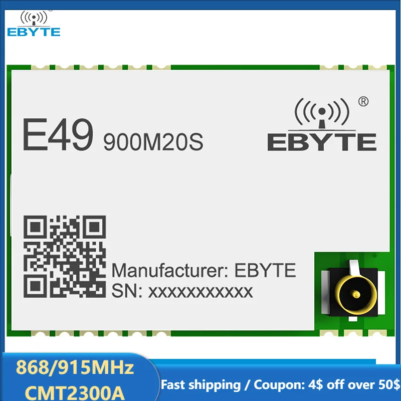 CMT2300A 868/915 МГц SMD беспроводной модуль E49-900M20S SPI аппаратный модуль большого радиуса действия 3 км IPEX/штамп антенна отверстия беспроводной модуль CMT2300A 868/915 МГц SMD беспроводной модуль E49-900M20S SPI аппаратный модуль большого радиуса действия 3 км IPEX/штамп антенна отверстия беспроводной модуль
