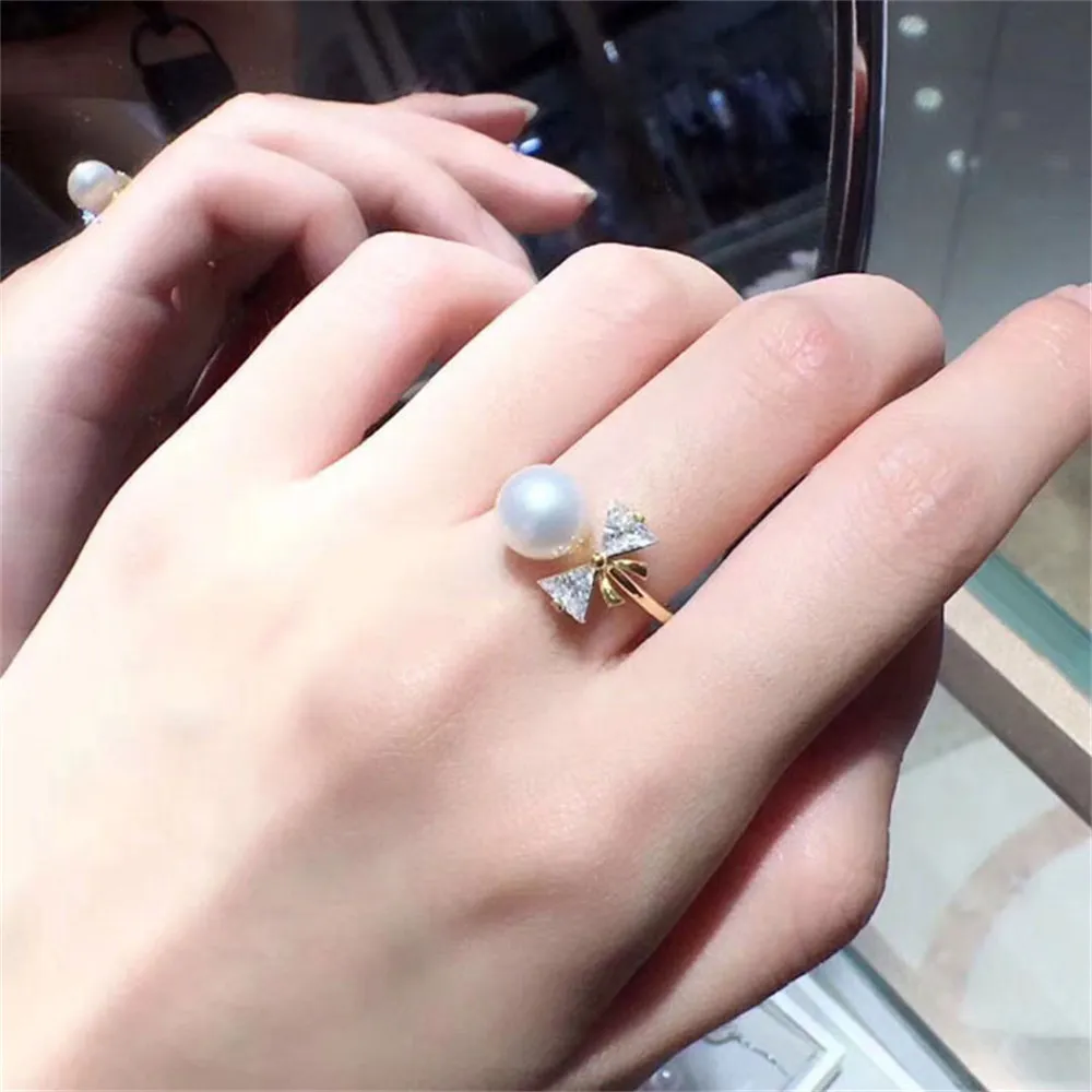 

Кольцо из серебра S925 пробы с жемчугом, регулируемое, 7-8 мм