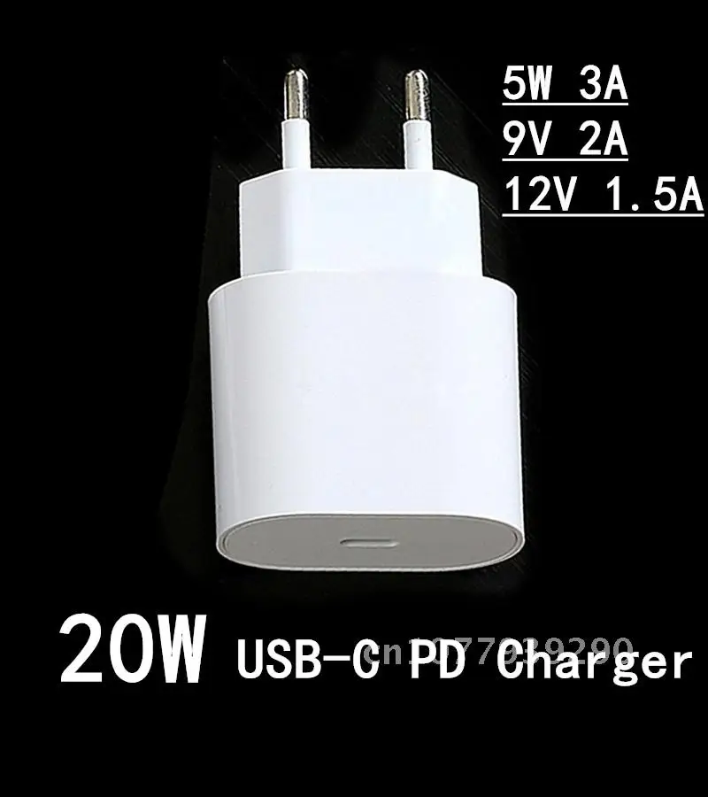 Зарядное устройство PD с USB Type-C 20 Вт адаптер для ЕС быстрая зарядка телефона iPhone 12 11