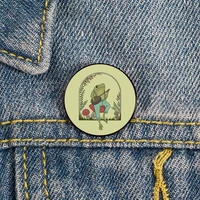 ic frog playing banjo on mushroom pin custom funny vintage brooches shirt lapel teacher bag badge pins for lover girl friends