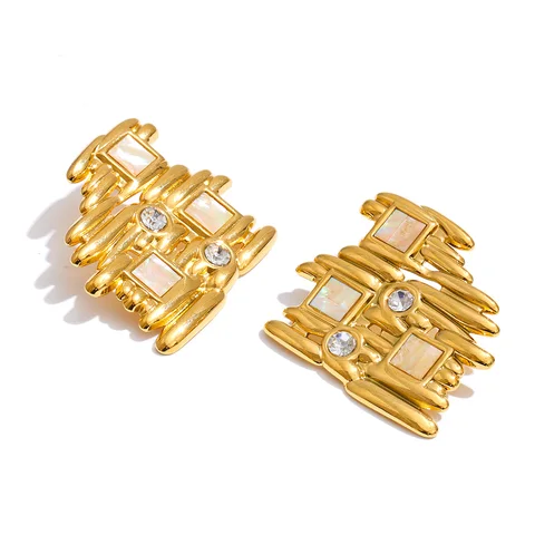 Серьги-гвоздики Yhpup из нержавеющей стали с кубическим цирконием