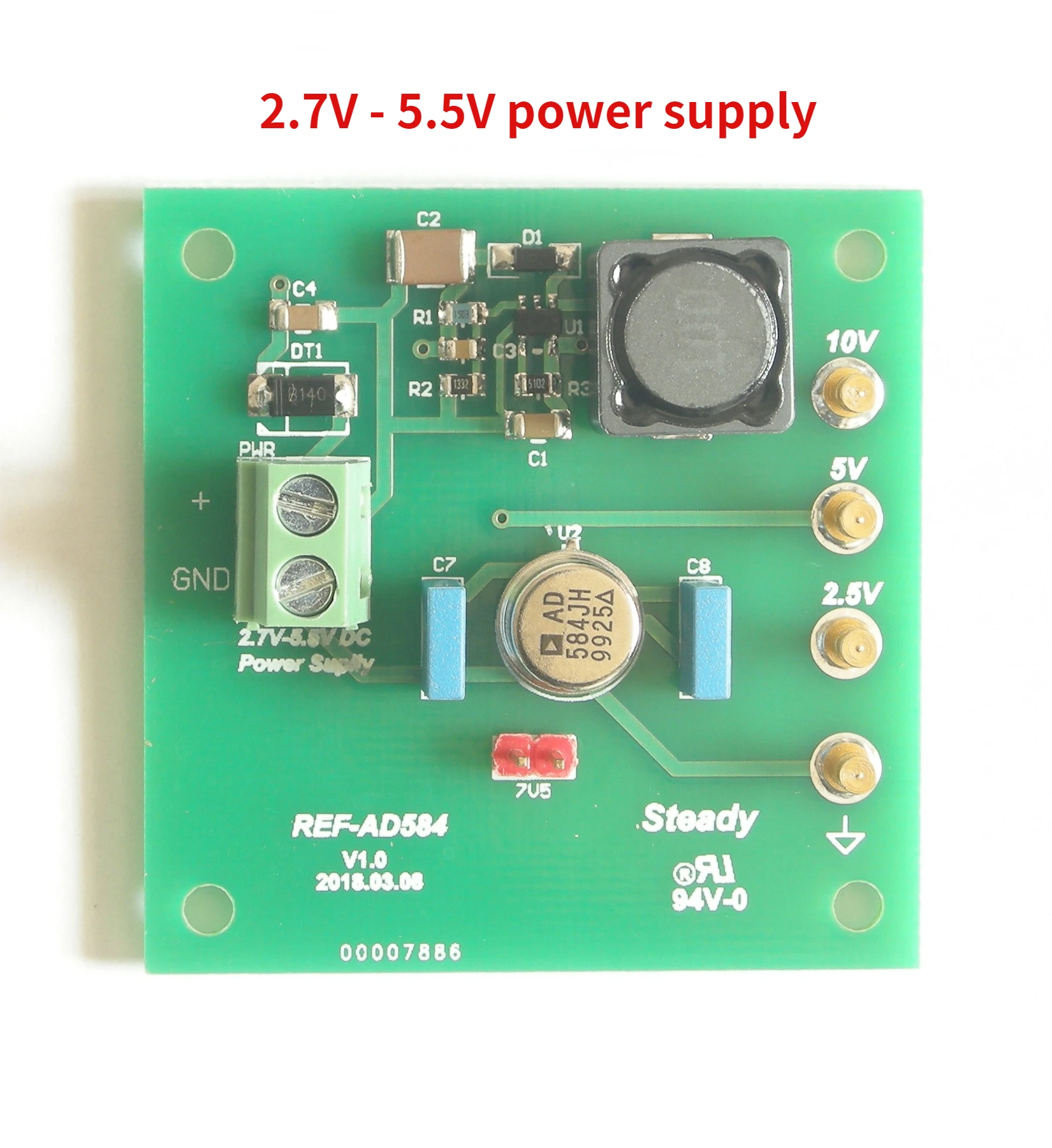 

AD584 reference, single-cell lithium battery or 2 AA batteries