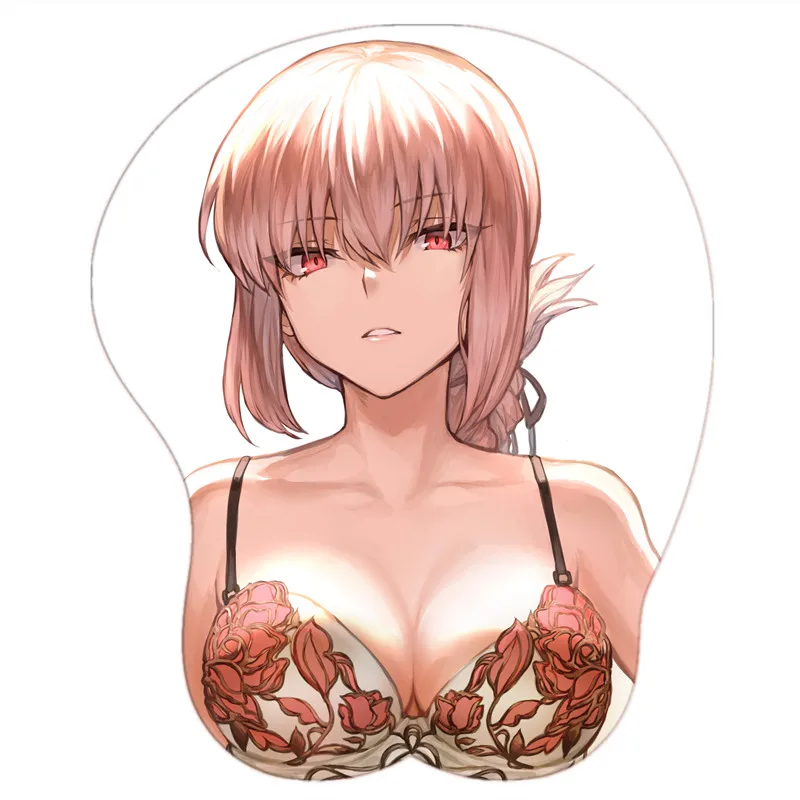 

Fate/grand Order Full Character Saber Jeanne Matou Sexy Breast Mouse Pad with Wrist 3D Anime Oppai Silicone Gel Mat Pad