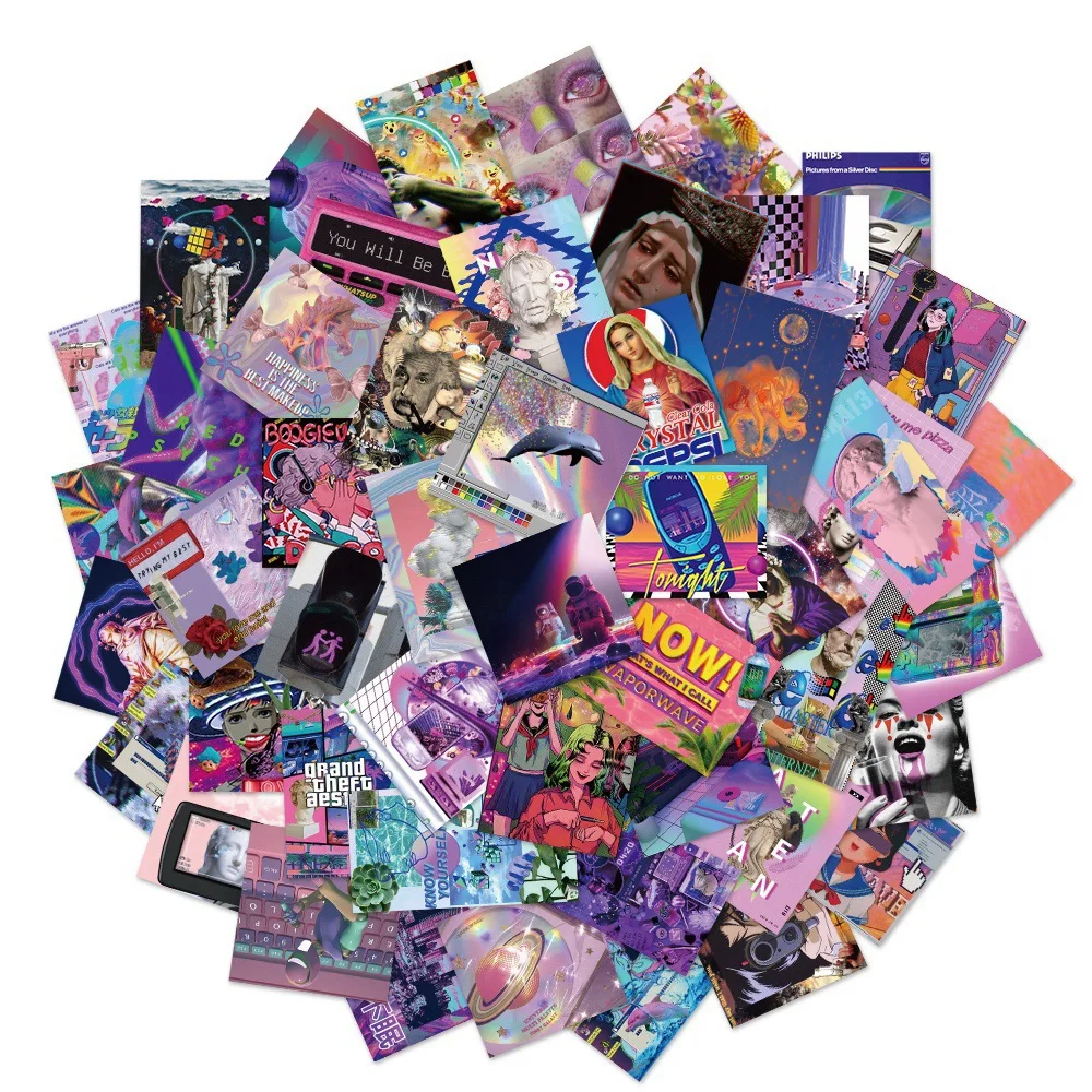 

50 шт./несколько Vaporwave граффити наклейки Ins стиль квадратный модный милый психоделический чемодан для девочек DIY наклейки для руководств