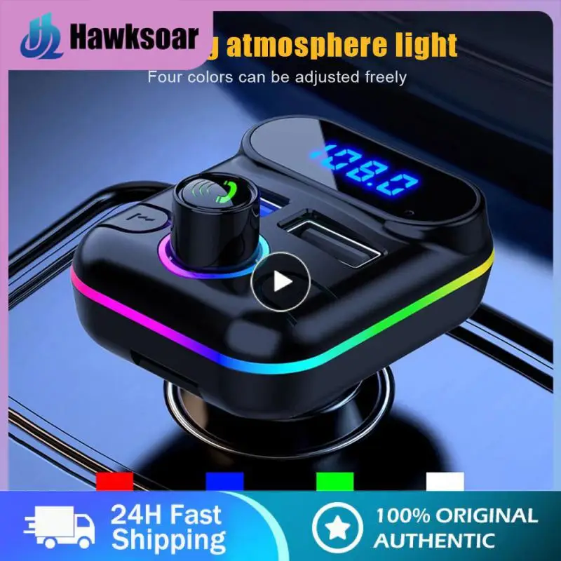 

Universal Mp3 Player Seven-color Breathing Atmosphere Light M33 Car Bluetooth-compatible Receiver Dual Usb Car Charger Portable