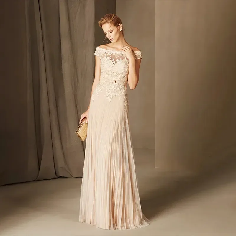 

Женское элегантное бальное платье цвета шампанского, трапециевидного силуэта с открытым плечом, бальное платье для торжественных случаев, свиданий и вечеринок