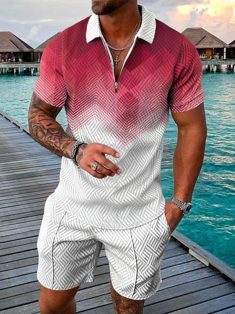 Рубашка-поло и шорты мужские с коротким рукавом составного кроя - купить по