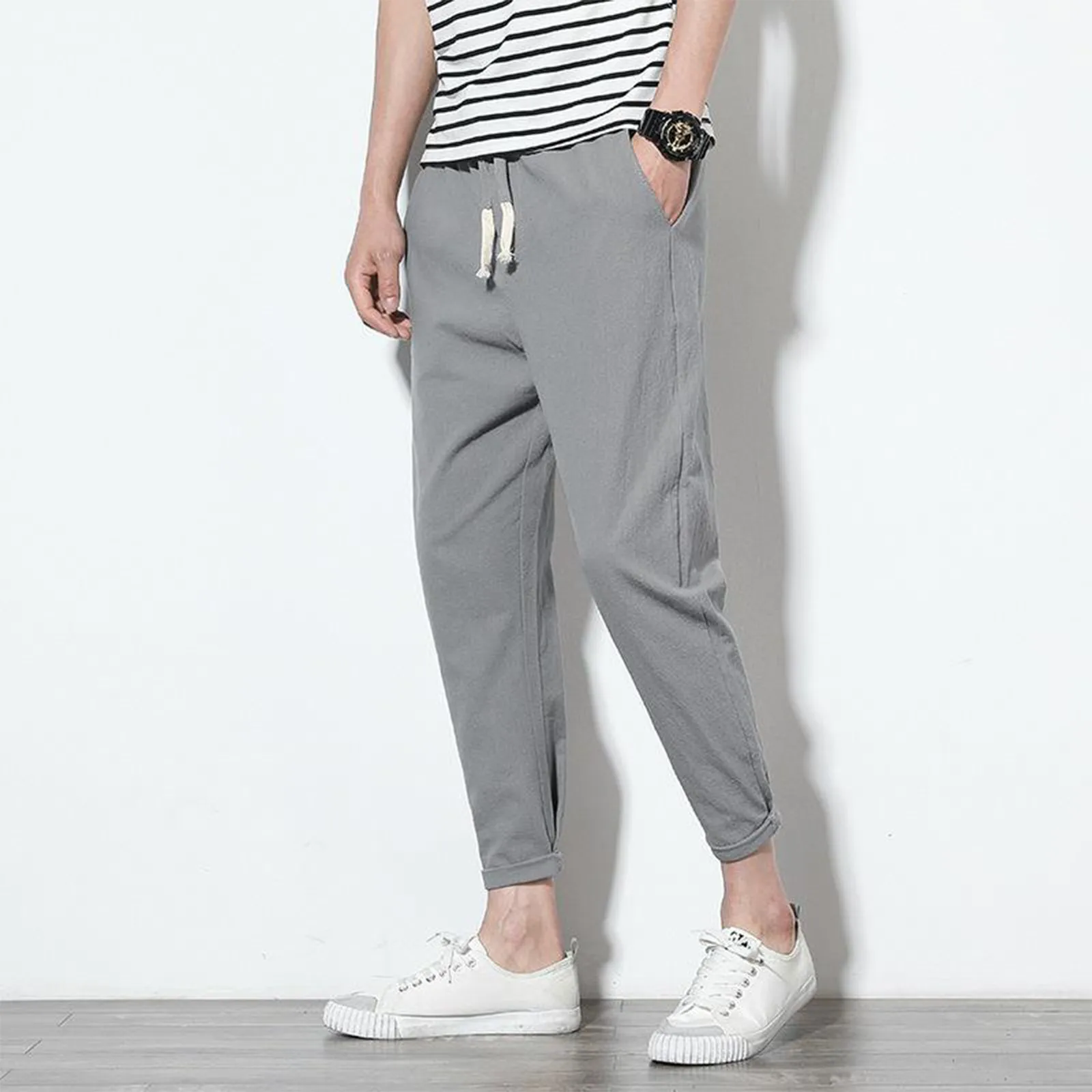 

Pencil Pants For Men Korean Elastic Casual Business Ankle Pants Fashion Casual Oversize Trousers Male Spring Pant