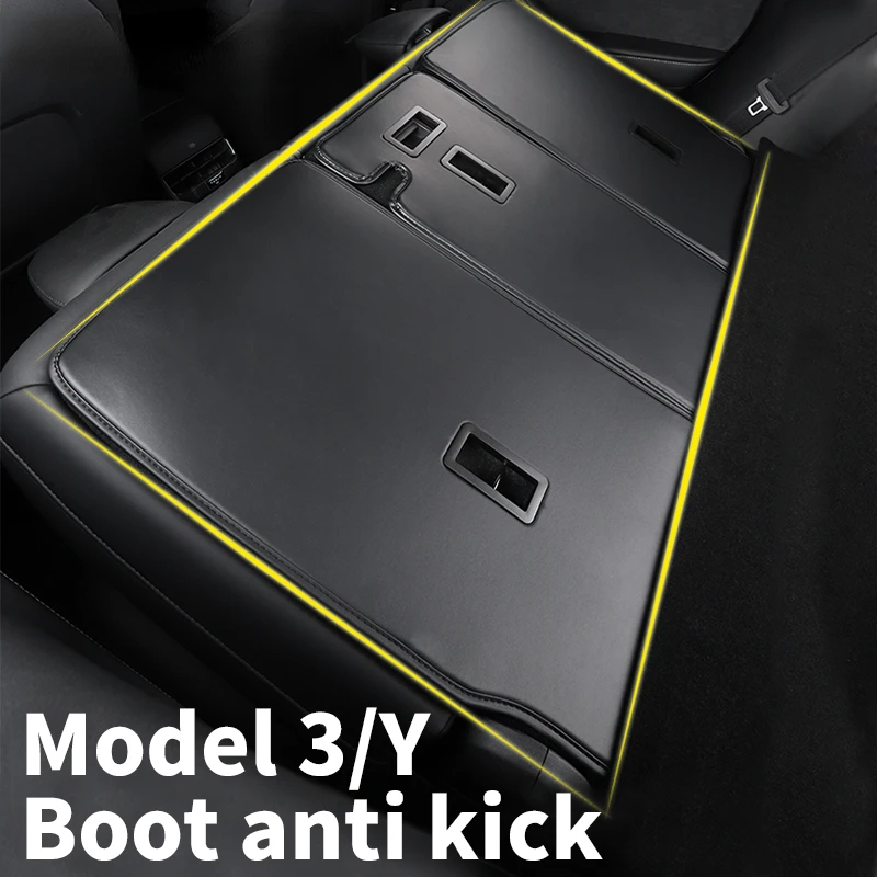 

Leather Rear Seat Trunk Anti Kick Pad For Tesla Model 3 2022 Model Y Car Anti dirty protect interior Decorative Accessories Trim