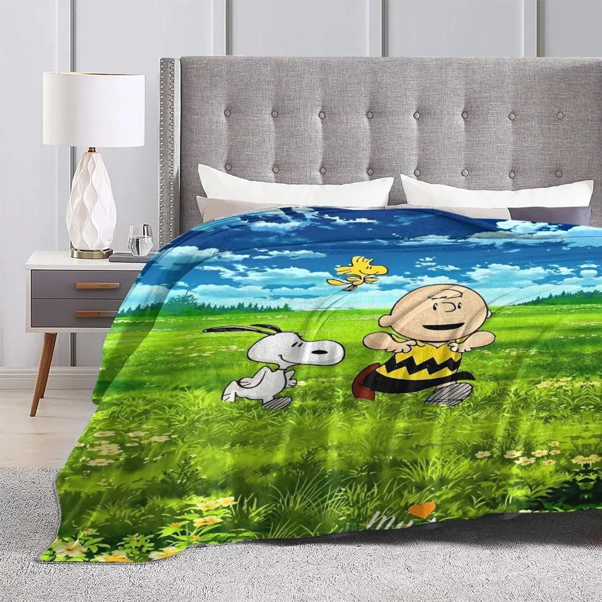Одеяло Snoopy (43)-bayingimg Miniso супер теплое забавное плюшевое постельное белье пледы для