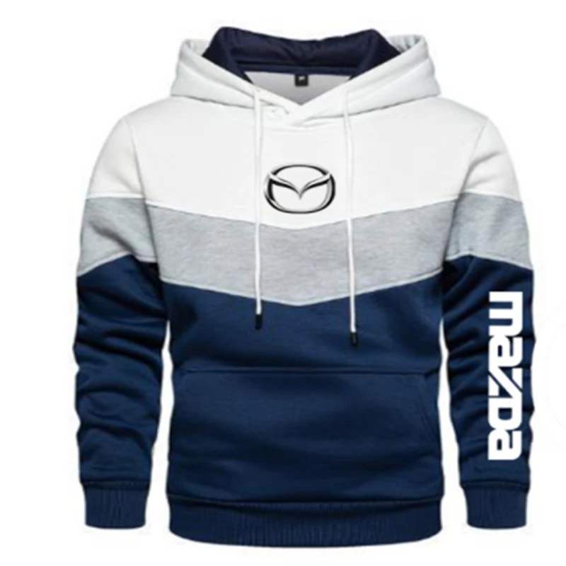 

NEW Men's Autumn Spring Hooded MAZDA Color Fashion Sweatshirt Long Sleeve Ccasual Hoodies Sports Patchwork Sweatshirts