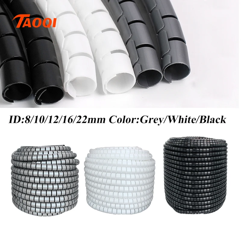 Tubo de Enrolamento 10 12 16 22 mm Fio Organizador Cabo Proteção Manga Tubo Proteção Envoltório Espiral Enrolamento Protetor 10 m Lote