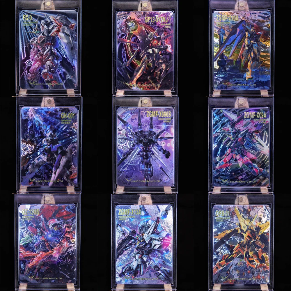 

9Pcs/set Gundam Infinity War Laser Embossed Flash Card Rare Flash Card Animation Comics Anime Game Collection Cards Gifts Toys