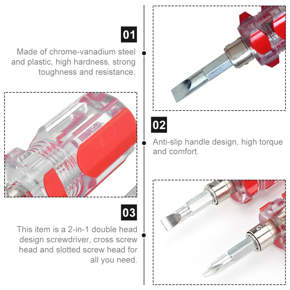 

8pcs Portable Home Hand Tool Dual-purpose 2 in 1 Slotted Cross Mini Screwdriver