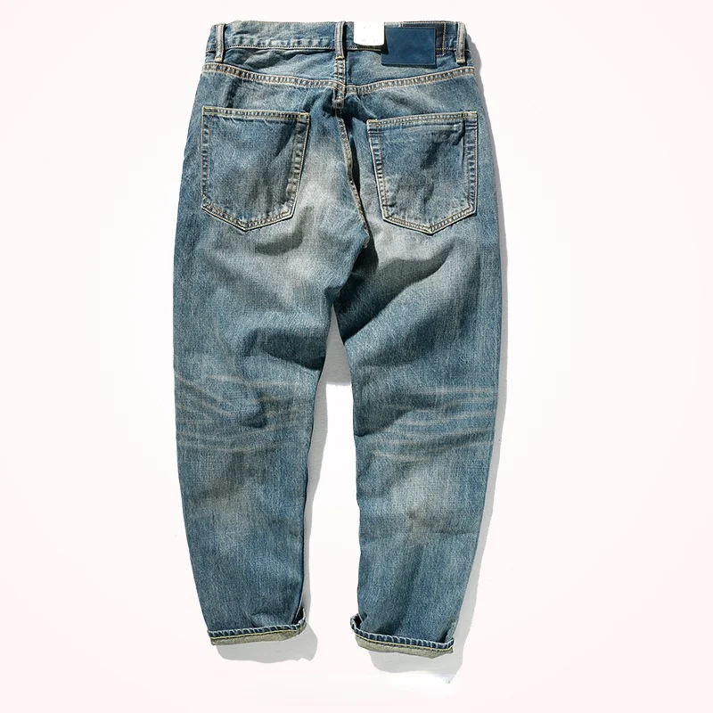 Jeans men's American retro autumn and winter heavy straight leg pants