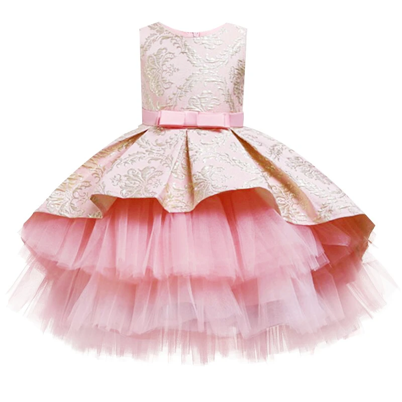 Купи Formal Flower Embroidery Baby Girls Dress Ceremony Wedding Lace Princess Dress Children Clothing Kids Party For Girl Vestidos за 641 рублей в магазине AliExpress