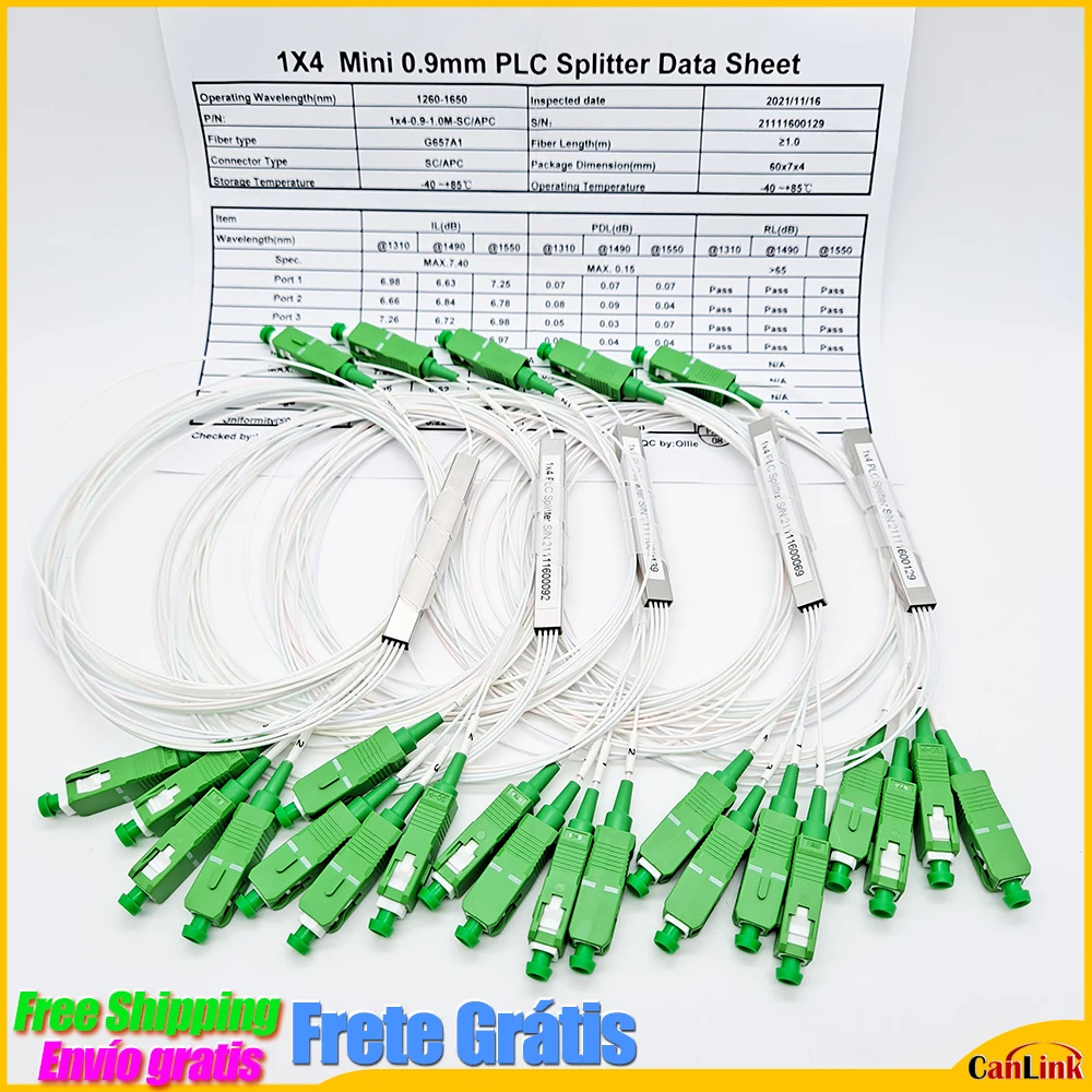 Высококачественный 5/10/20 шт./лот 1X2 1X4 1X8 1X16 1X32 PLC SC/APC SM однорежимный 0,9 мм G657A1 LSZH 1m FTTH волоконно-оптический сплиттер