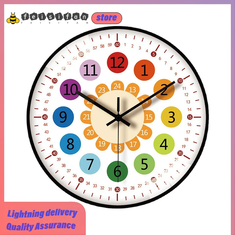 

12 Inch Simple and Cute Wall Clock High Quality Creative Round Wall Clock Plastic Glass Mirror Home Children Room Decoration