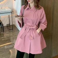 2022 spring new korean lapel tie trench coat womens small loose jacket chic ladies fashion top trench coat for women
