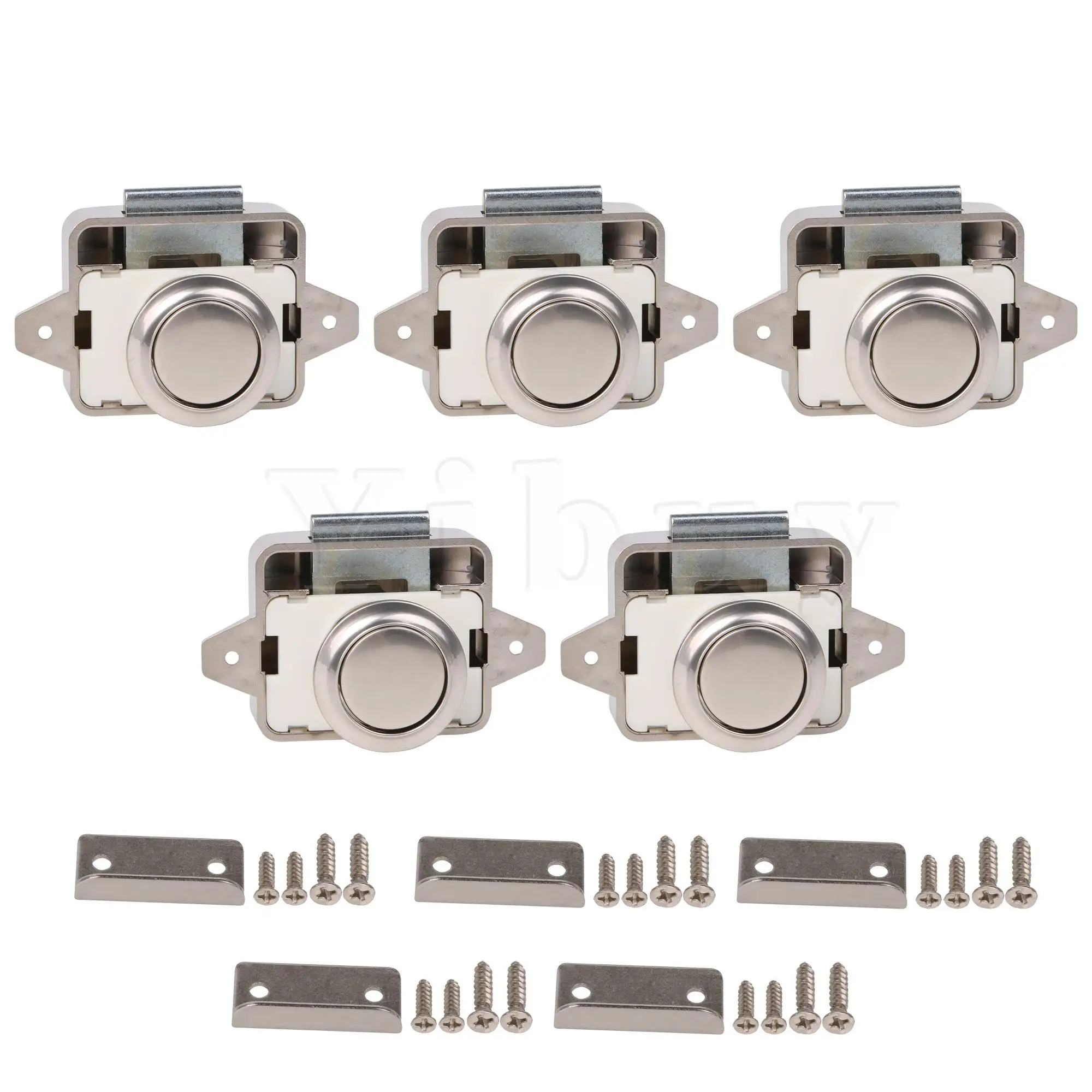 

5x RV Push Button Latch Knob Parts for Cupboard Cabinet Door 2.1x1.8Inch