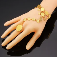 arab middle east 2021 wedding gift copper gold plated coins for women bracelet ring chain islamic muslim dress bracelet