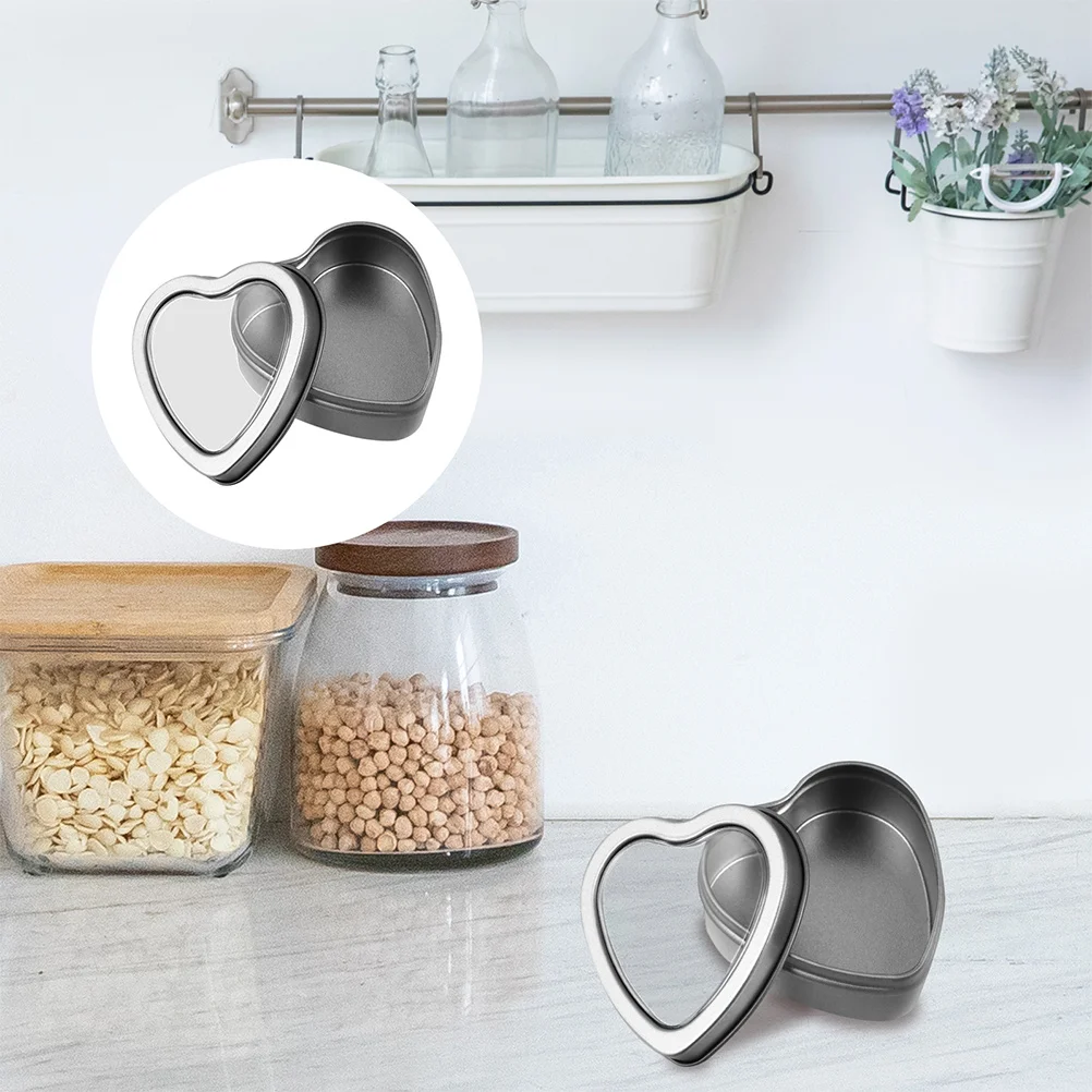 

6 шт. жестяные контейнеры в форме сердца, банки для хранения подарков (серебристые)