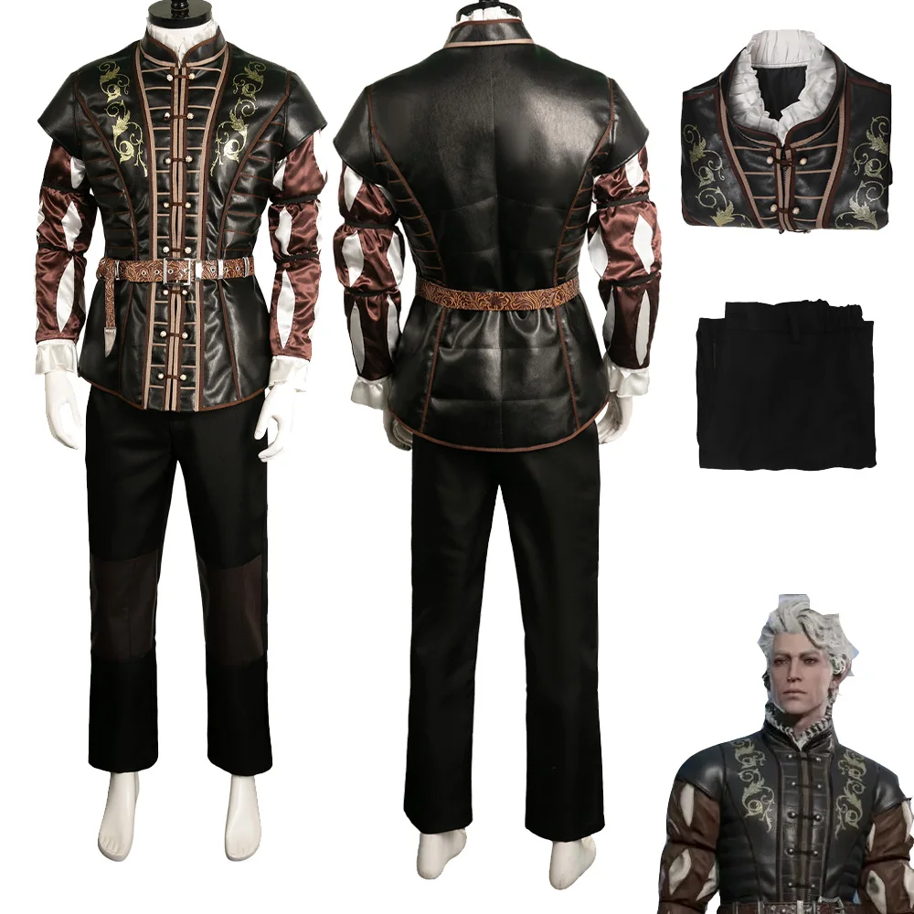 

Astarion Cosplay Male Costume Fantasy Leather Vest Pants Game Baldur Cos Gate Roleplay Disguise Halloween Carnival Fantasia Suit