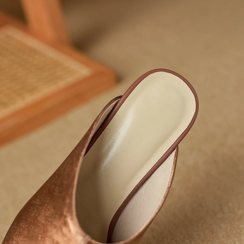 Женские кожаные ретро-тапочки Baotou Muller простые и удобные тапки большого размера с