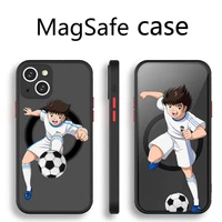 captain tsubasa ozora genzo footbal phone case transparent magsafe magnetic magnet for iphone 13 12 11 pro max mini