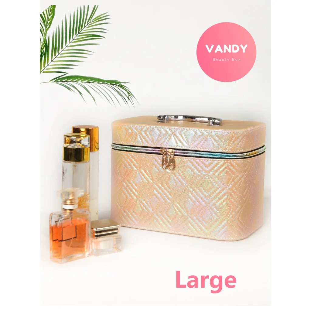 Золотистая Яркая кожаная косметичка Vandy 2022 для женщин и девушек органайзер
