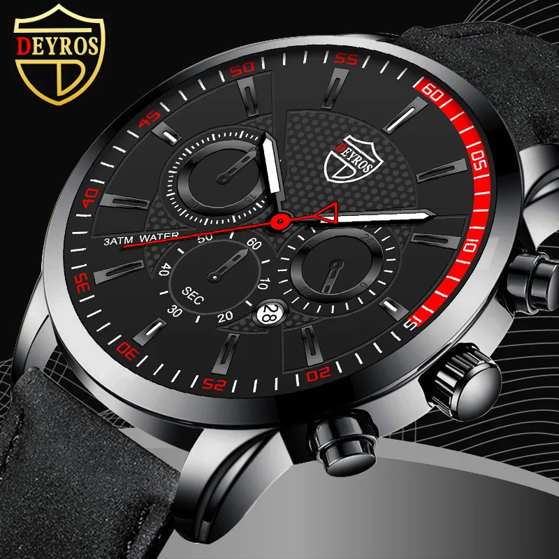 

Luxury Trendy Fashion Men's Watch Leather Quartz Watch Men's Casual Business Calendar Luminous Watch Relojes Para Hombre