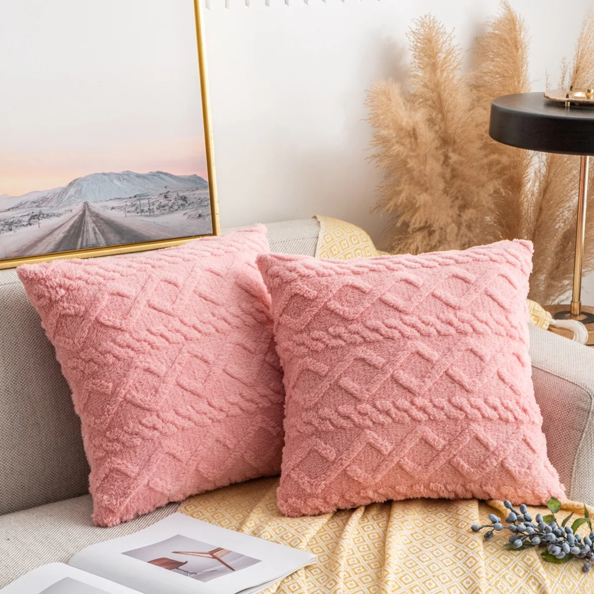 

Soft Taffeta Throw Pillow Cover Solid Geometric Jacquard Cushion Cover 30x50/45x45cm Living Bed Room Bedside Backrest Pillowcase