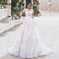 fantastic a line wedding dress seductive o neck bridal gown beautiful dresses mature lace applique sleeve fond vestido de novia