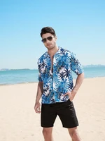 hawaiian print short sleeve shirt mens beach seaside shirts 2022 summer fashion loose shirt beach wear