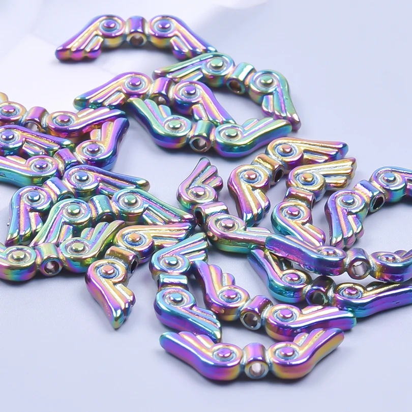 10pcs/lot Rainbow Alloy Angel Wings diy Handicraft Connector Charms For Jewelry Making Supplies Angel Fairy Keychain Materials